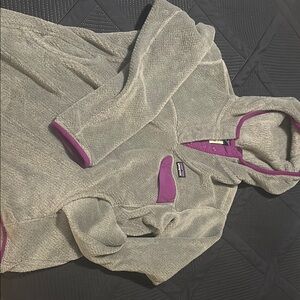 Patagonia Gray and Purple Fleece Pullover